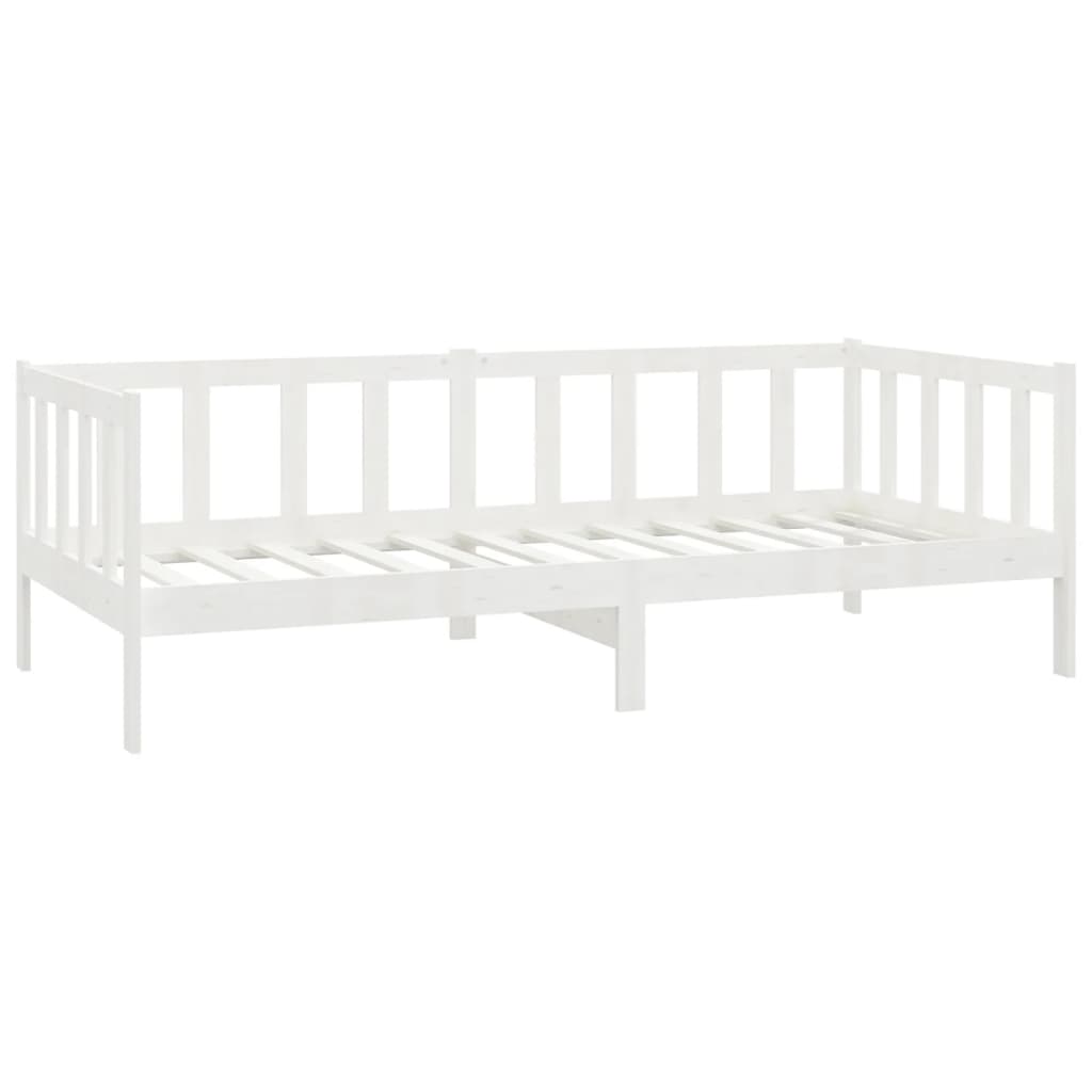 Divano Letto con Materasso 90x200 cm Bianco in Legno di Pino | homemem39