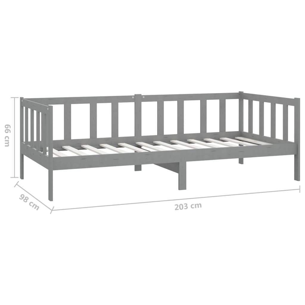 Divano Letto con Materasso 90x200 cm Grigio in Legno di Pino | homemem39