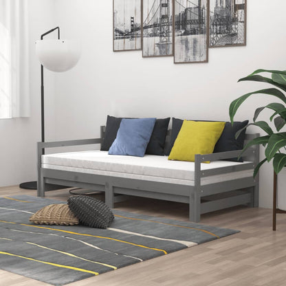 Dormeuse Estraibile 2x(90x200) cm Grigia in Legno di Pino