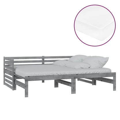 Dormeuse Estraibile 2x(90x200) cm Grigia in Legno di Pino | homemem39