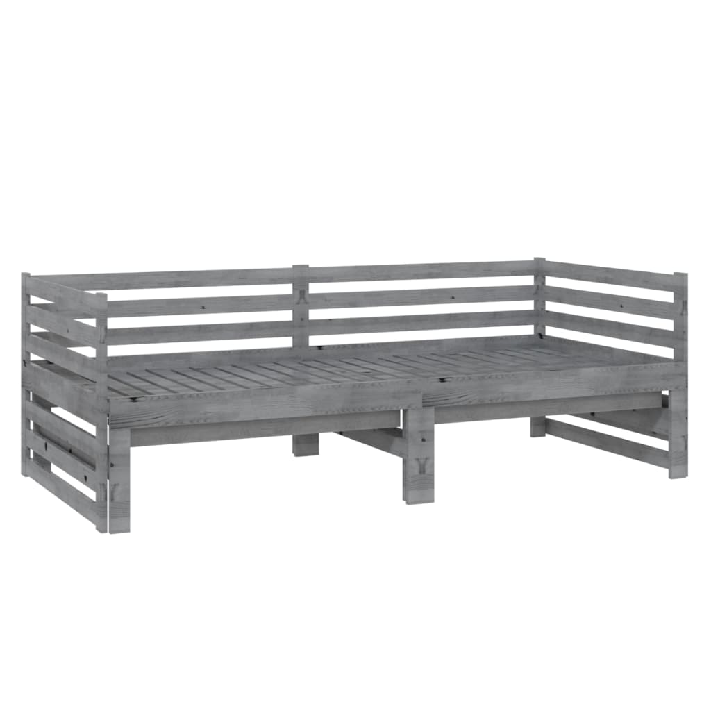 Dormeuse Estraibile 2x(90x200) cm Grigia in Legno di Pino | homemem39