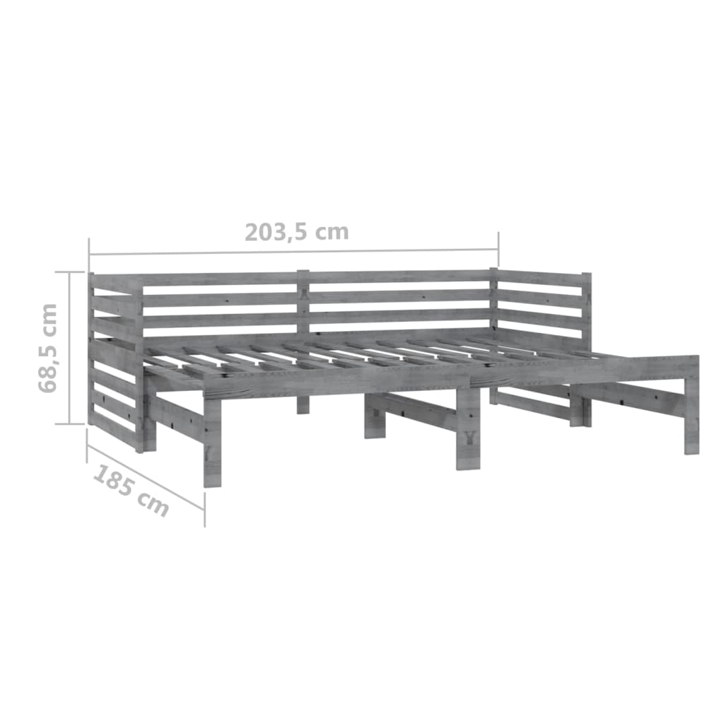 Dormeuse Estraibile 2x(90x200) cm Grigia in Legno di Pino | homemem39