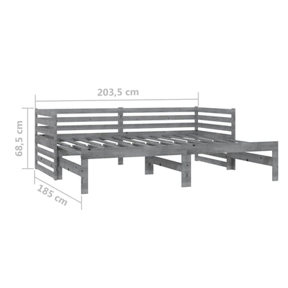 Dormeuse Estraibile 2x(90x200) cm Grigia in Legno di Pino | homemem39