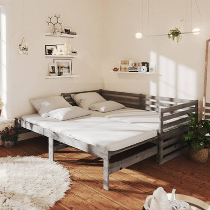Dormeuse Estraibile 2x(90x200) cm Grigia in Legno di Pino | homemem39