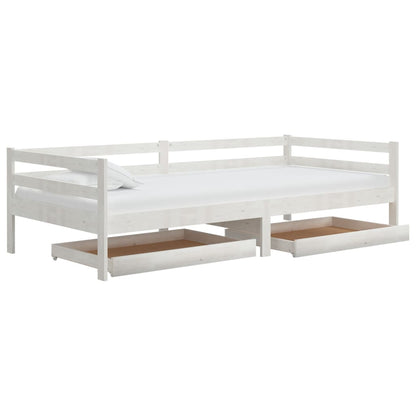 Divano Letto con Cassetti 90x200 cm Bianco in Massello di Pino | homemem39