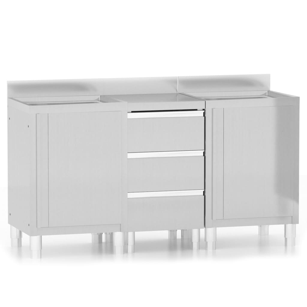 Mobili da cucina commerciali 3 pz in acciaio inox - homemem39