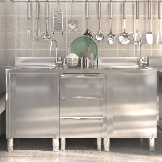 Mobili da cucina commerciali 3 pz in acciaio inox - homemem39