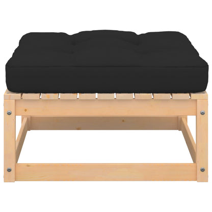 Poggiapiedi da Giardino con Cuscini 2 pz Legno Massello di Pino