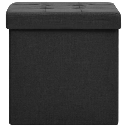 Sgabello con Contenitore Pieghevole Nero in Simil Lino | homemem39