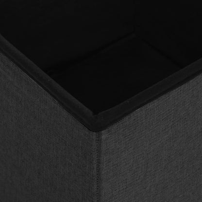 Sgabello con Contenitore Pieghevole Nero in Simil Lino | homemem39