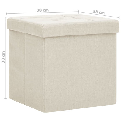 Sgabello con Contenitore Pieghevole Bianco Crema in Simil Lino - homemem39