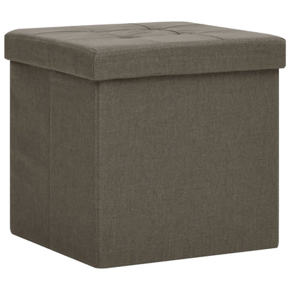 Sgabello con Contenitore Pieghevole Marrone in Simil Lino - homemem39