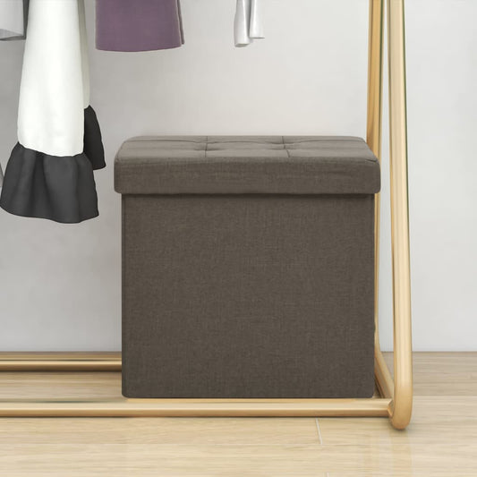 Sgabello con Contenitore Pieghevole Marrone in Simil Lino - homemem39