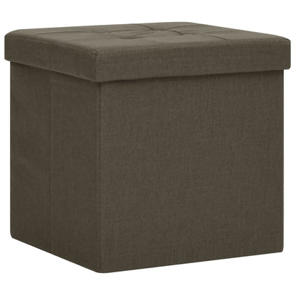 Sgabello con Contenitore Pieghevole Marrone Scuro in Simil Lino - homemem39