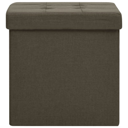 Sgabello con Contenitore Pieghevole Marrone Scuro in Simil Lino - homemem39