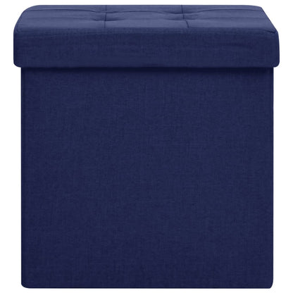 Sgabello con Contenitore Pieghevole Blu in Simil Lino | homemem39