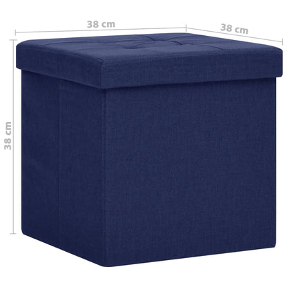 Sgabello con Contenitore Pieghevole Blu in Simil Lino | homemem39
