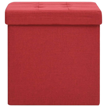 Sgabello con Contenitore Pieghevole Rosso Vino in Simil Lino - homemem39