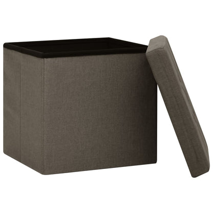 Pouf con Contenitore Pieghevoli 2 pz Marroni in Simil Lino - homemem39
