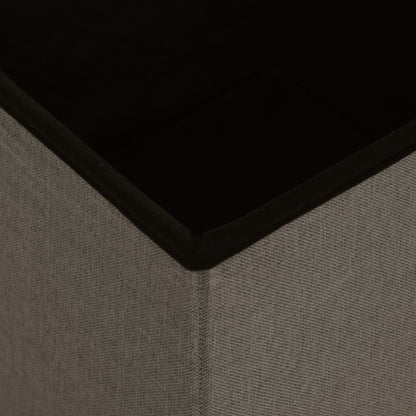 Pouf con Contenitore Pieghevoli 2 pz Marroni in Simil Lino - homemem39
