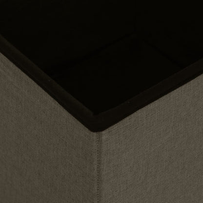 Pouf con Contenitore Pieghevoli 2pz Marrone Scuro in Simil Lino - homemem39