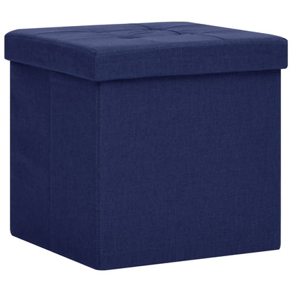 Sgabelli con Contenitore Pieghevoli 2 pz Blu in Simil Lino - homemem39