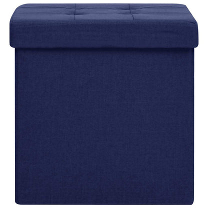 Sgabelli con Contenitore Pieghevoli 2 pz Blu in Simil Lino