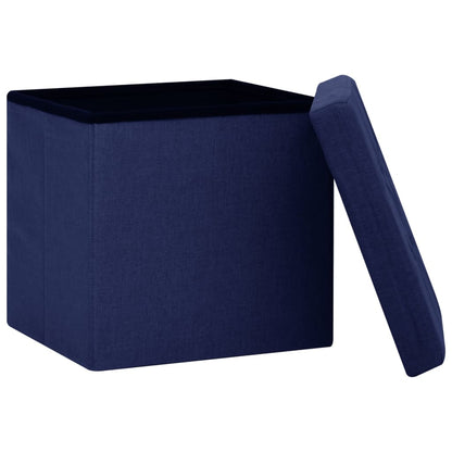 Sgabelli con Contenitore Pieghevoli 2 pz Blu in Simil Lino - homemem39