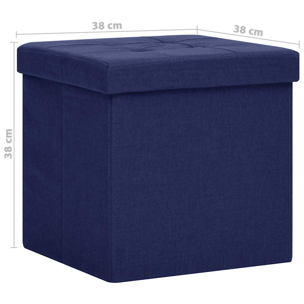 Sgabelli con Contenitore Pieghevoli 2 pz Blu in Simil Lino