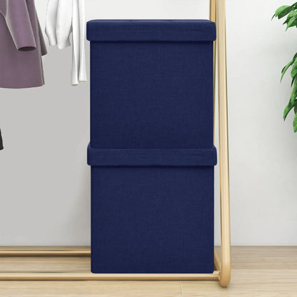 Sgabelli con Contenitore Pieghevoli 2 pz Blu in Simil Lino | homemem39