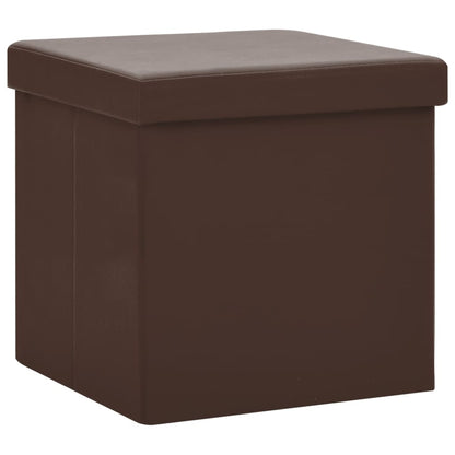 Sgabello con Contenitore Pieghevole Marrone in PVC - homemem39
