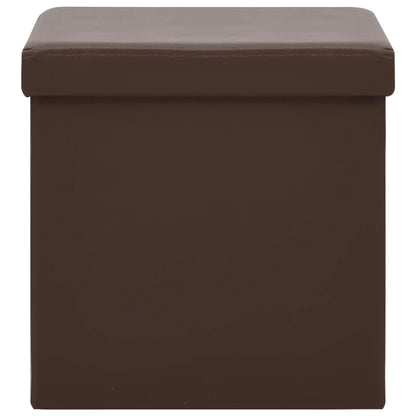 Sgabello con Contenitore Pieghevole Marrone in PVC - homemem39