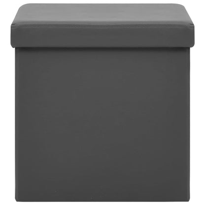Sgabello con Contenitore Pieghevole Grigio in PVC - homemem39