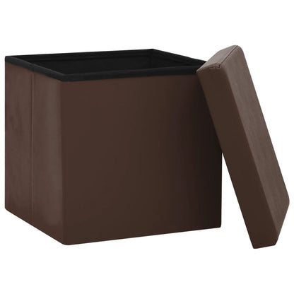 Sgabelli con Contenitore Pieghevoli 2 pz Marroni in PVC - homemem39