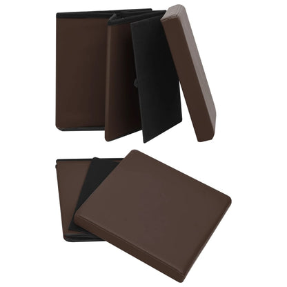 Sgabelli con Contenitore Pieghevoli 2 pz Marroni in PVC - homemem39