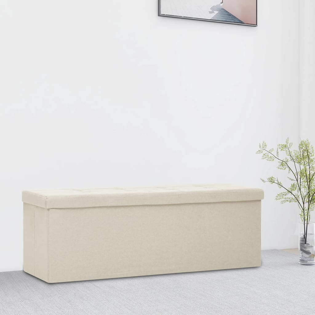 Cassapanca Pieghevole Bianco Crema in Simil Lino | homemem39