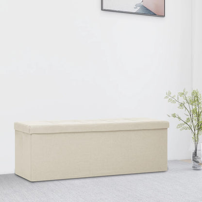 Cassapanca Pieghevole Bianco Crema in Simil Lino | homemem39