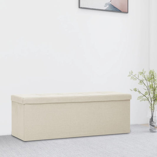 Cassapanca Pieghevole Bianco Crema in Simil Lino | homemem39