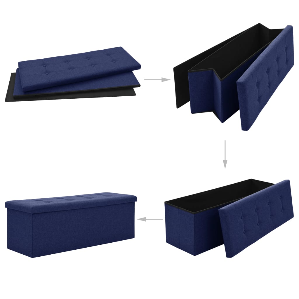 Cassapanca Pieghevole Blu in Simil Lino | homemem39