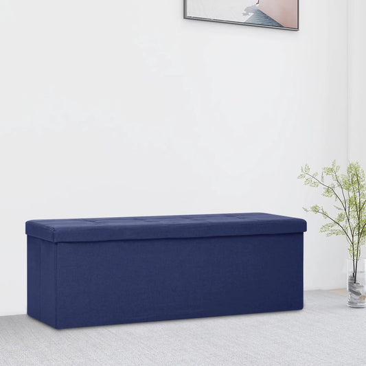 Cassapanca Pieghevole Blu in Simil Lino | homemem39