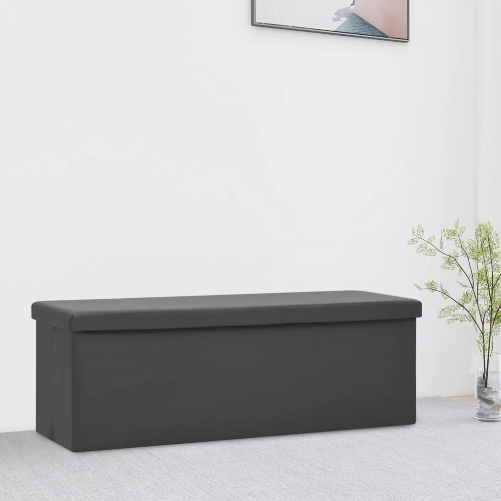 Panca Portaoggetti Pieghevole Grigia in PVC | homemem39
