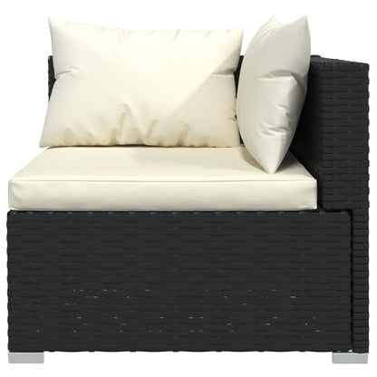 Set Divani da Giardino 4 pz con Cuscini Nero in Polyrattan | homemem39