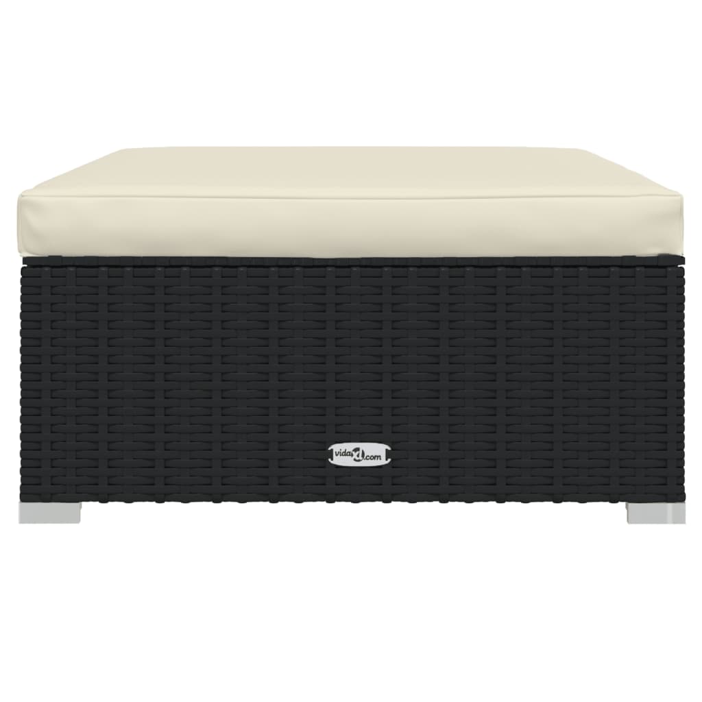 Set Divani da Giardino 4 pz con Cuscini Nero in Polyrattan | homemem39