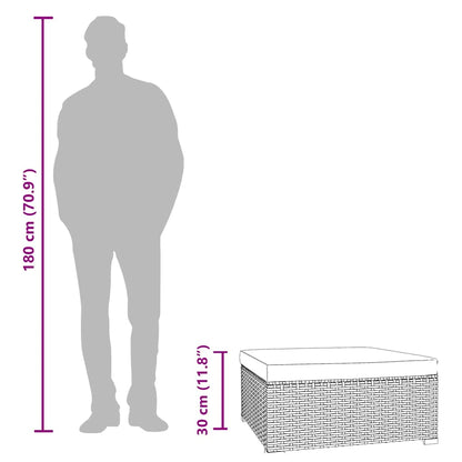 Poggiapiedi da Giardino con Cuscino Nero 70x70x30 cm Polyrattan