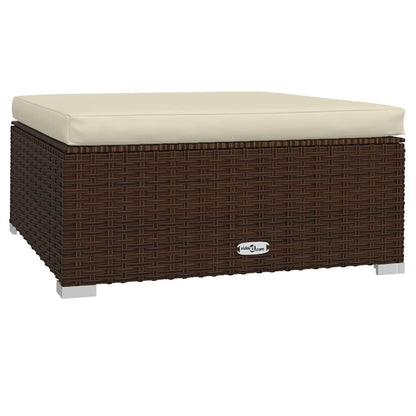 Poggiapiedi da Giardino Cuscino Marrone 70x70x30 cm Polyrattan | homemem39