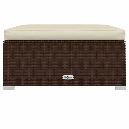 Poggiapiedi da Giardino Cuscino Marrone 70x70x30 cm Polyrattan | homemem39