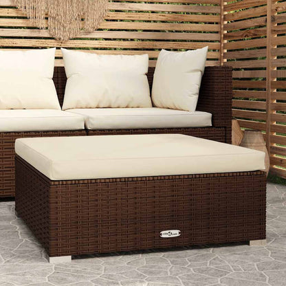 Poggiapiedi da Giardino Cuscino Marrone 70x70x30 cm Polyrattan | homemem39