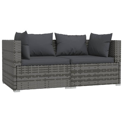 Divano a 2 Posti con Cuscini in Polyrattan Grigio | homemem39
