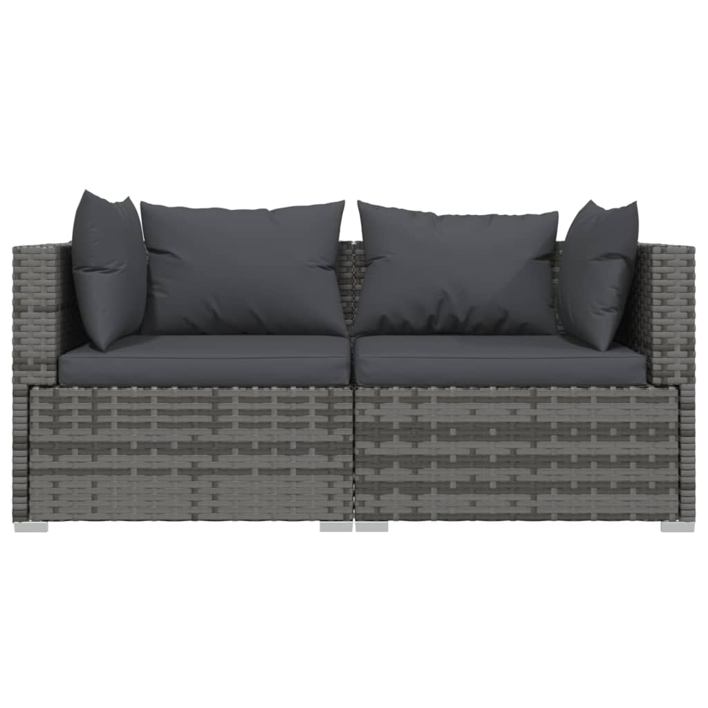 Divano a 2 Posti con Cuscini in Polyrattan Grigio | homemem39