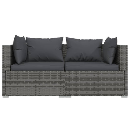 Divano a 2 Posti con Cuscini in Polyrattan Grigio | homemem39